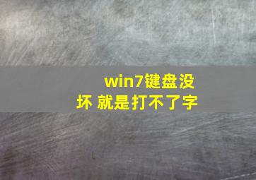 win7键盘没坏 就是打不了字